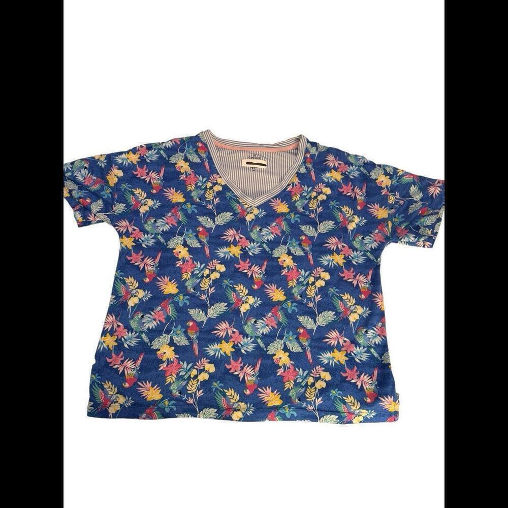 Cuddl Duds Med  Jersey Colorful Parrots PJ Set Shorts Women's p7